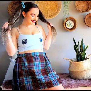 Vintage blue plaid kilt